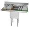 45 in. One Compartment Stainless Steel Commercial Sink with Drainboards, Bowl Size 15"x 15"x 12