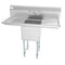 45 in. One compartment Stainless Steel Commercial Sink with Drainboards and Faucet, Bowl Size 15"x 15"x 12