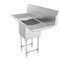 45 in. One compartment Stainless Steel Commercial Sink with Drainboards and Faucet, Bowl Size 15"x 15"x 12