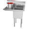 33 in. One Compartment Stainless Steel Commercial Sink with Drainboard, Bowl Size 15"x 15"x 12