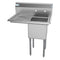 33 in. One Compartment Stainless Steel Commercial Sink with Drainboard, Bowl Size 15"x 15"x 12