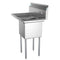 33 in. One Compartment Stainless Steel Commercial Sink with Drainboard, Bowl Size 15"x 15"x 12