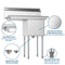 33 in. One Compartment Stainless Steel Commercial Sink with Drainboard, Bowl Size 15"x 15"x 12