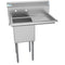 33 in. One Compartment Stainless Steel Commercial Sink with Drainboard, Bowl Size 15"x 15"x 12