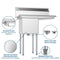33 in. One Compartment Stainless Steel Commercial Sink with Drainboard, Bowl Size 15"x 15"x 12