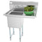 33 in. One Compartment Stainless Steel Commercial Sink with Drainboard, Bowl Size 15"x 15"x 12