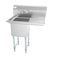 33 in. One Compartment Stainless Steel Commercial Sink with Drainboard, Bowl Size 15"x 15"x 12