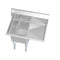 33 in. One Compartment Stainless Steel Commercial Sink with Drainboard, Bowl Size 15"x 15"x 12