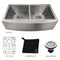 36 In. Niseko Farmhouse Apron Mount Double Bowl Stainless Steel Kitchen Sink With Bottom Grid