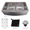 36 In. Niseko Farmhouse Apron Mount Double Bowl Satin Stainless Steel Kitchen Sink With Bottom Grid