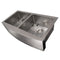 36 In. Niseko Farmhouse Apron Mount Double Bowl Satin Stainless Steel Kitchen Sink With Bottom Grid