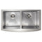 36 In. Niseko Farmhouse Apron Mount Double Bowl Satin Stainless Steel Kitchen Sink With Bottom Grid