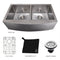 36 In. Niseko Farmhouse Apron Mount Double Bowl Satin Stainless Steel Kitchen Sink With Bottom Grid