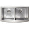36 In. Niseko Farmhouse Apron Mount Double Bowl Satin Stainless Steel Kitchen Sink With Bottom Grid