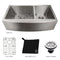 36 In. Courchevel Farmhouse Apron Mount Double Bowl Stainless Steel Kitchen Sink With Bottom Grid
