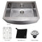 30 In. Zermatt Farmhouse Apron Mount Single Bowl Satin Stainless Steel Kitchen Sink With Bottom Grid