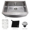 30 In. Zermatt Farmhouse Apron Mount Single Bowl Satin Stainless Steel Kitchen Sink With Bottom Grid
