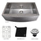 33 In. Vail Farmhouse Apron Mount Single Bowl Stainless Steel Kitchen Sink With Bottom Grid