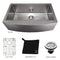 33 In. Vail Farmhouse Apron Mount Single Bowl Stainless Steel Kitchen Sink With Bottom Grid