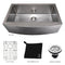 33 In. Vail Farmhouse Apron Mount Single Bowl Satin Stainless Steel Kitchen Sink With Bottom Grid