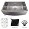 33 In. Vail Farmhouse Apron Mount Single Bowl Satin Stainless Steel Kitchen Sink With Bottom Grid
