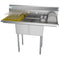 48 in. Two Compartment Stainless Steel Commercial Sink with 2 Drainboards, Bowl Size 12"x 16"x 10