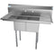 48 in. Two Compartment Stainless Steel Commercial Sink with 2 Drainboards, Bowl Size 12"x 16"x 10