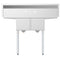 48 in. Two Compartment Stainless Steel Commercial Sink with 2 Drainboards, Bowl Size 12"x 16"x 10