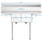 48 in. Two Compartment Stainless Steel Commercial Sink with 2 Drainboards, Bowl Size 12"x 16"x 10