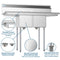 48 in. Two Compartment Stainless Steel Commercial Sink with 2 Drainboards, Bowl Size 12"x 16"x 10