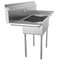 56 in. Two Compartment Stainless Steel Commercial Sink with 2 Drainboards, Bowl Size 12"x 16"x 10