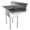 56 in. Two Compartment Stainless Steel Commercial Sink with 2 Drainboards, Bowl Size 12"x 16"x 10