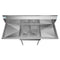 56 in. Two Compartment Stainless Steel Commercial Sink with 2 Drainboards, Bowl Size 12"x 16"x 10