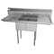 56 in. Two Compartment Stainless Steel Commercial Sink with 2 Drainboards, Bowl Size 12"x 16"x 10