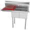 43 in. Two Compartment Stainless Steel Commercial Sink with Drainboard, Bowl Size 12"x 16"x 10