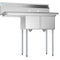 43 in. Two Compartment Stainless Steel Commercial Sink with Drainboard, Bowl Size 12"x 16"x 10