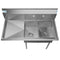 43 in. Two Compartment Stainless Steel Commercial Sink with Drainboard, Bowl Size 12"x 16"x 10