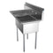 43 in. Two Compartment Stainless Steel Commercial Sink with Drainboard, Bowl Size 12"x 16"x 10