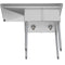 43 in. Two Compartment Stainless Steel Commercial Sink with Drainboard, Bowl Size 12"x 16"x 10