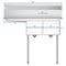 43 in. Two Compartment Stainless Steel Commercial Sink with Drainboard, Bowl Size 12"x 16"x 10