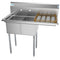 43 in. Two Compartment Stainless Steel Commercial Sink with Drainboard, Bowl Size 12"x 16"x 10