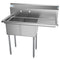 43 in. Two Compartment Stainless Steel Commercial Sink with Drainboard, Bowl Size 12"x 16"x 10