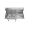 43 in. Two Compartment Stainless Steel Commercial Sink with Drainboard, Bowl Size 12"x 16"x 10