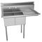 43 in. Two Compartment Stainless Steel Commercial Sink with Drainboard, Bowl Size 12"x 16"x 10