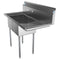 43 in. Two Compartment Stainless Steel Commercial Sink with Drainboard, Bowl Size 12"x 16"x 10