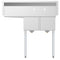 43 in. Two Compartment Stainless Steel Commercial Sink with Drainboard, Bowl Size 12"x 16"x 10