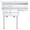 43 in. Two Compartment Stainless Steel Commercial Sink with Drainboard, Bowl Size 12"x 16"x 10
