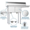 43 in. Two Compartment Stainless Steel Commercial Sink with Drainboard, Bowl Size 12"x 16"x 10