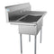 52 in. Two Compartment Stainless Steel Commercial Sink with 2 Drainboards, Bowl Size 14"x 16"x 11