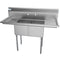 52 in. Two Compartment Stainless Steel Commercial Sink with 2 Drainboards, Bowl Size 14"x 16"x 11